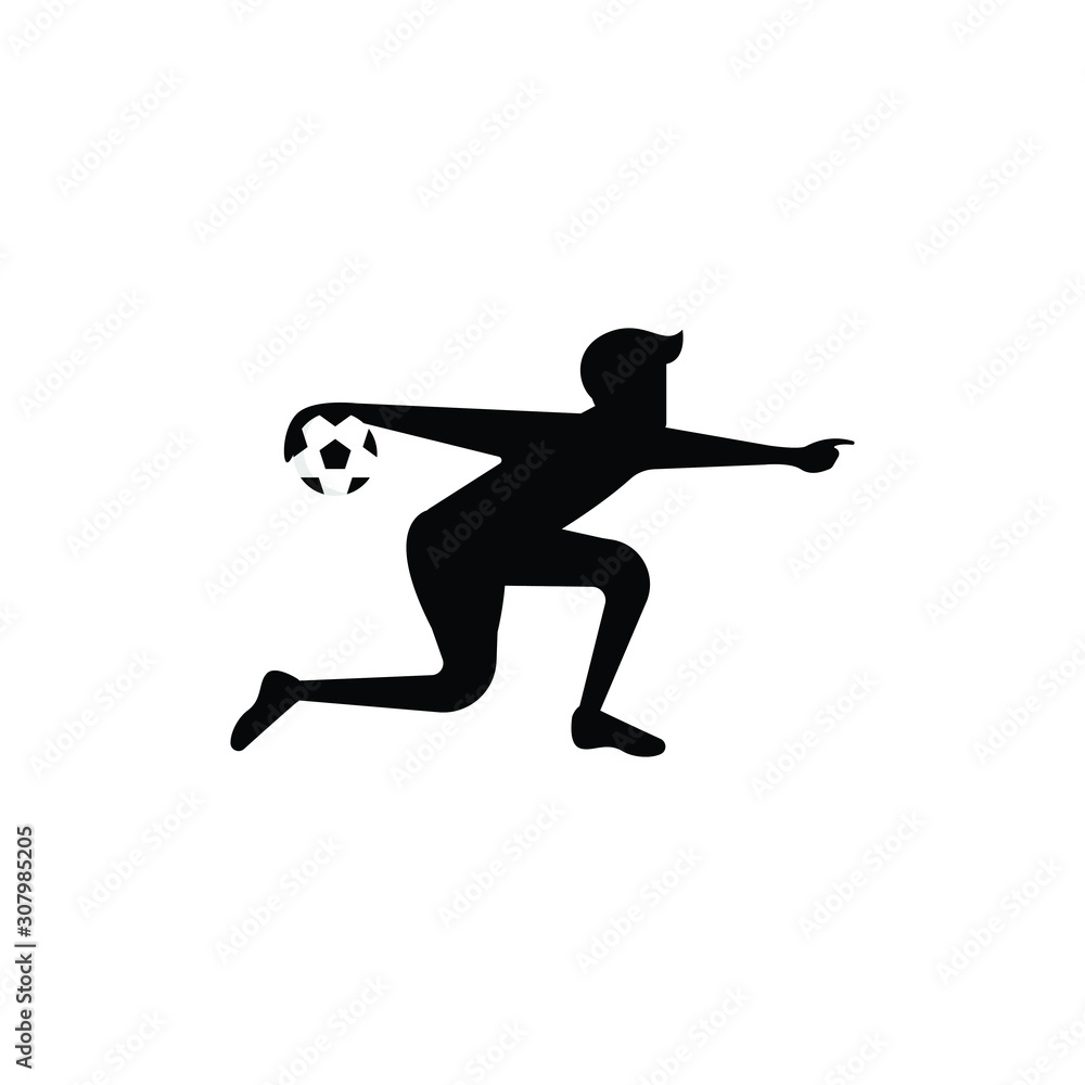 Soccer or football player. soccer vector illustration of a silhouette soccer or football player isolated on white background. Soccer flat design illustration for web, mobile, logo, icon, and graphic.