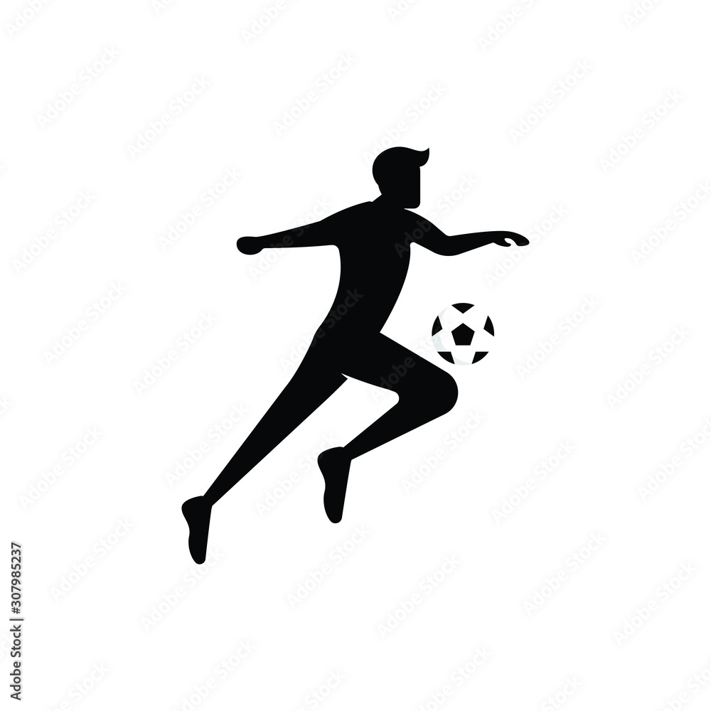 Soccer or football player. soccer vector illustration of a silhouette soccer or football player isolated on white background. Soccer flat design illustration for web, mobile, logo, icon, and graphic.