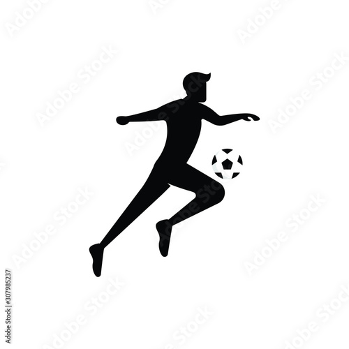Soccer or football player. soccer vector illustration of a silhouette soccer or football player isolated on white background. Soccer flat design illustration for web, mobile, logo, icon, and graphic. © The Masterplan Std.