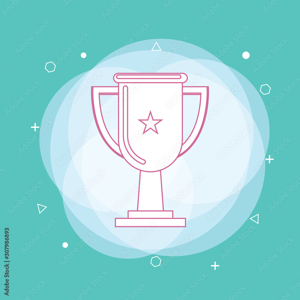 Trophy cup flat icon design with handles and blank nameplate. Concept of line icon Trophy cup flat icon design with handles and blank nameplate. Concept of line icon