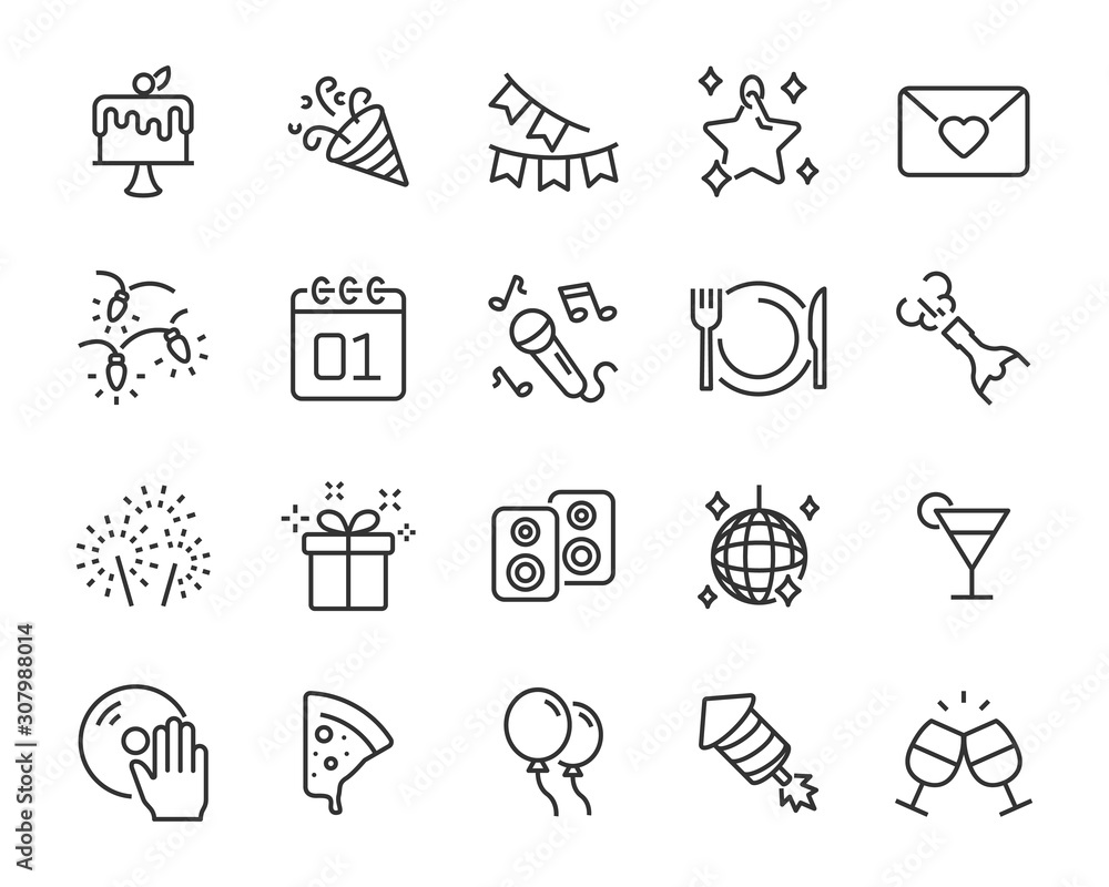Fototapeta premium set of celebration icons, birthday, celebration, happy new year