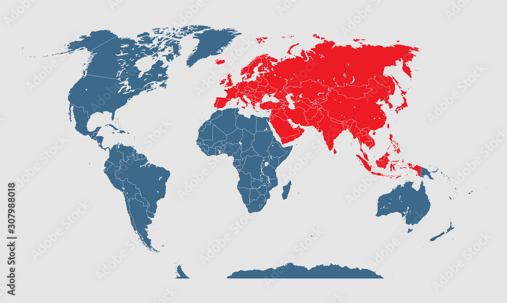 Fototapeta premium Vector world global map and template Eurasia