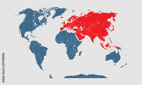 Fototapeta Naklejka Na Ścianę i Meble -  Vector world global map and template Eurasia