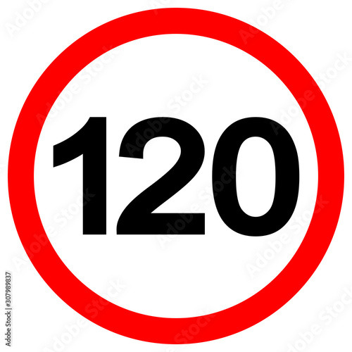 Speed Limit 120 Traffic Sign,Vector Illustration, Isolate On White Background Label. EPS10