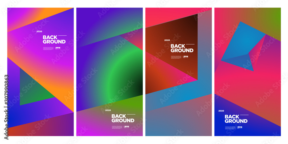 2020 Cover and Poster Design Template for Magazine. Trendy Abstract Colorful Geometric and Curve Vector Illustration Collage with Typography for Cover, book, social media story, and Page Layout.
