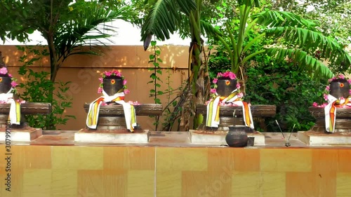 A Statue of Hindu God Shiva Linga in temple, Exterior Traditional Hindu temple, South India.
