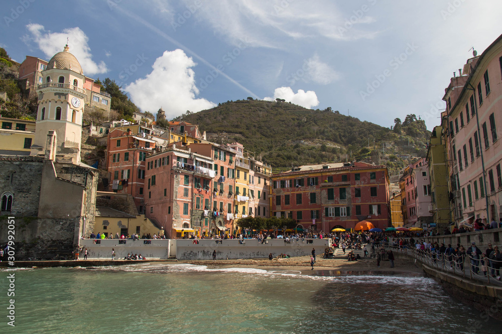 Dock in Vernazza, National Park of Cinque Terre, Liguria, Italy.