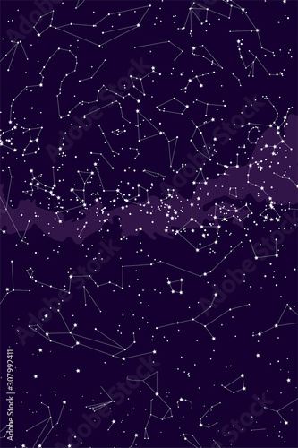 true constellations of the southern hemisphere, star map. Science astronomy, star chart on blue background