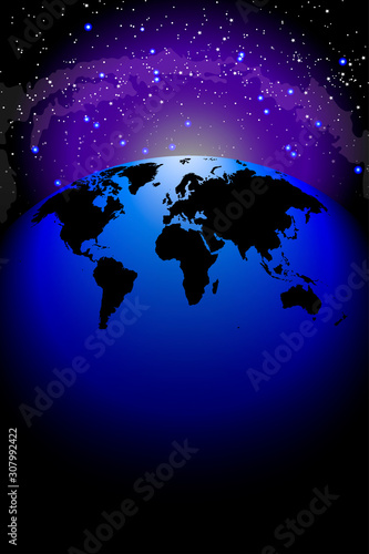 planet earth hemisphere of the globe against the blackness of space