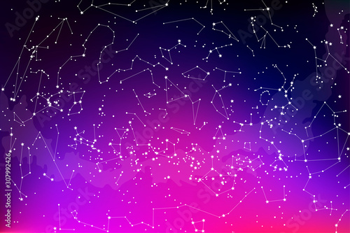 southern hemisphere constellations, star map. Science astronomy