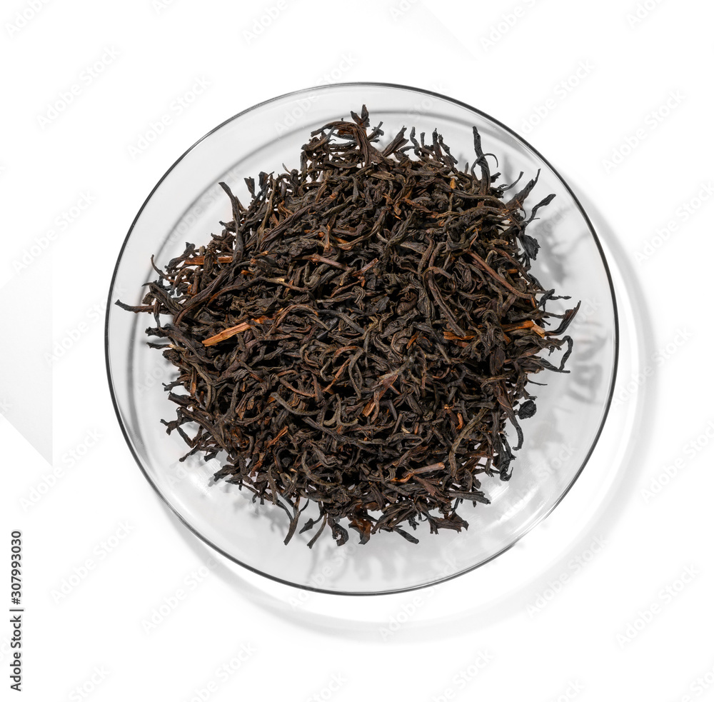 Black tea top view on white background Black tea top view on white background