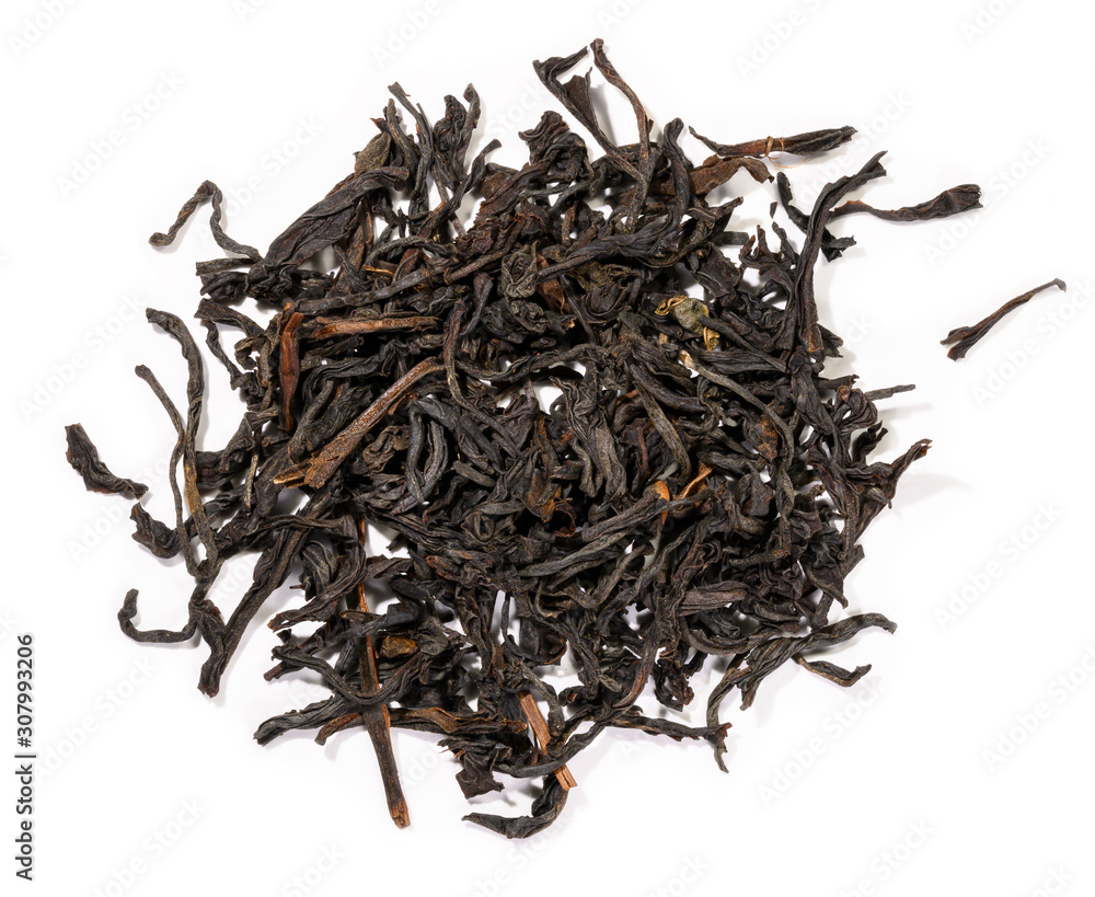 Black tea top view on white background Black tea top view on white background