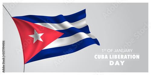 Cuba liberation day greeting card, banner, horizontal vector illustration