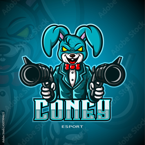 Rabbit mafia mascot esport logo design