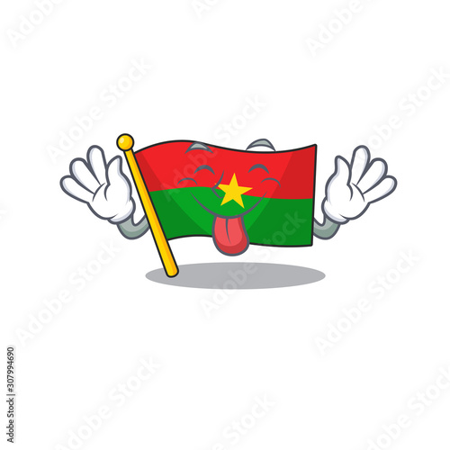 Super cute flag burkina faso cartoon design with Tongue out