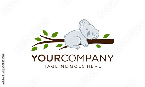 Cute koala on tree branches for logo design concepts