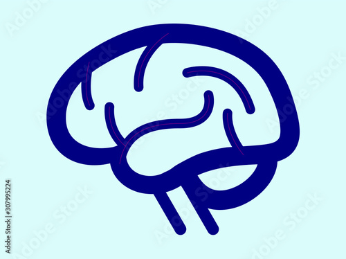 Brain Thinking. Hemispheres brain in left view flat icon drawing illustration (beyin düz çizim)
