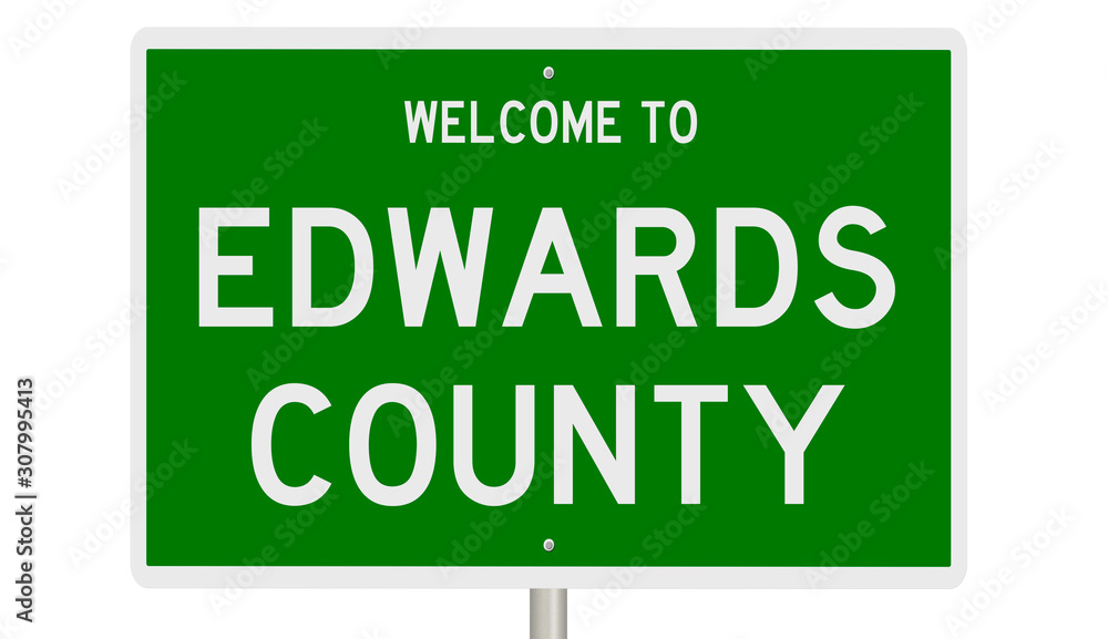 Rendering of a 3d green highway sign for Edwards County