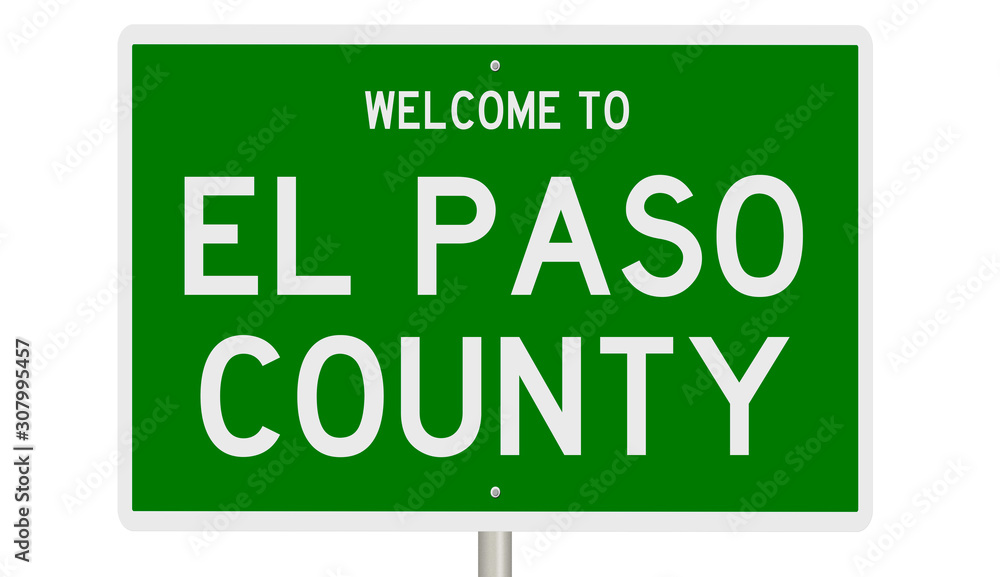 Rendering of a 3d green highway sign for El Paso County Rendering of a 3d green highway sign for El Paso County