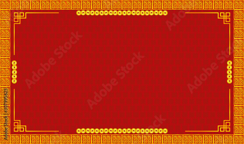 pattern frame with old money. happy chinese new year. CNY festival. asian holiday. photo