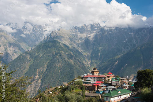 Kinnaur, India - Sep 07 2019- Kalpa village in Rekong Peo, Kinnaur County, Himachal Pradesh, India.
