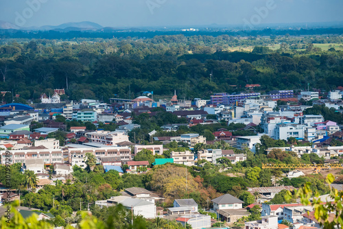 View of Uthai Thani city from the top of Sakae Krang Mountain. © bubbers