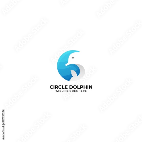 Circle Dolphin Illustration Vector Template