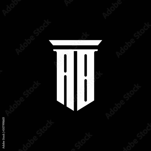 AB monogram logo with emblem style isolated on black background