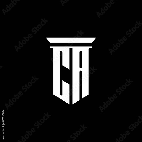 CA monogram logo with emblem style isolated on black background