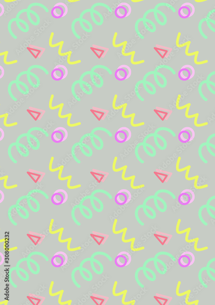 ファンシー　レトロ　80年代　パターン　背景