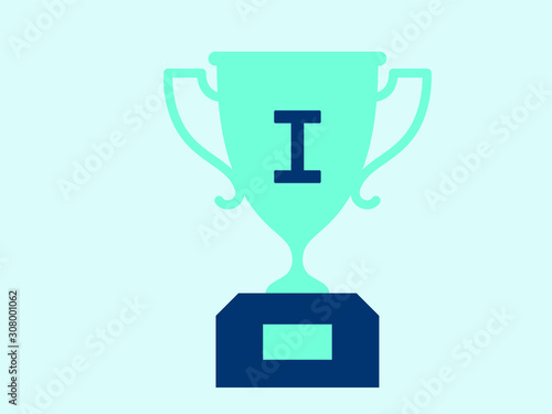 trophy cup single vector icon  background