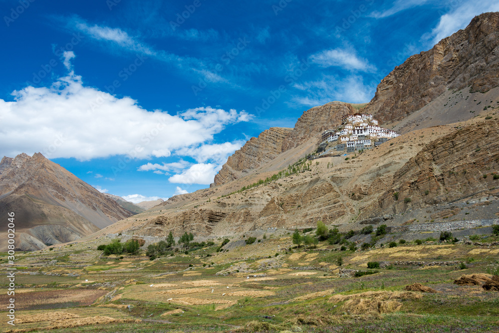 Himachal Pradesh, India - Sep 01 2019- Key Monastery in Spiti, Himachal Pradesh, India. Himachal Pradesh, India - Sep 01 2019- Key Monastery in Spiti, Himachal Pradesh, India.