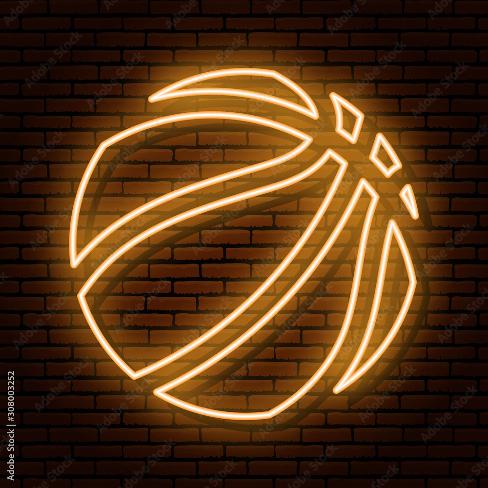 Sign of a basketball ball. Neon sign on a brick wall background. Orange  colors. For decoration of bars, cafes, restaurants, pubs. Stock Vector |  Adobe Stock