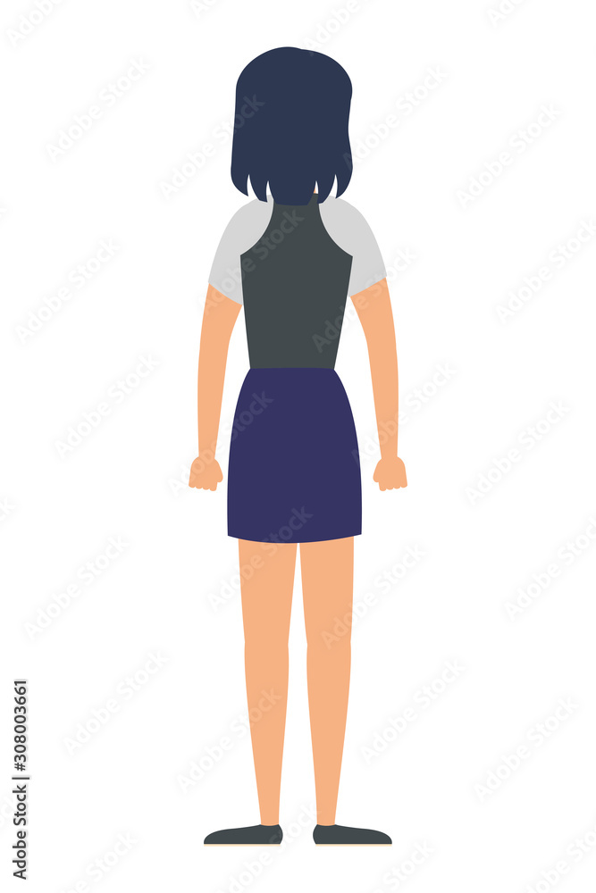 young woman back avatar character icon young woman back avatar character icon