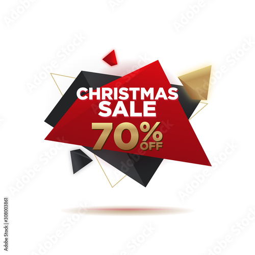 Christmas Sale Triangle Element Banner . Element with modern cool black gold red vector illustration