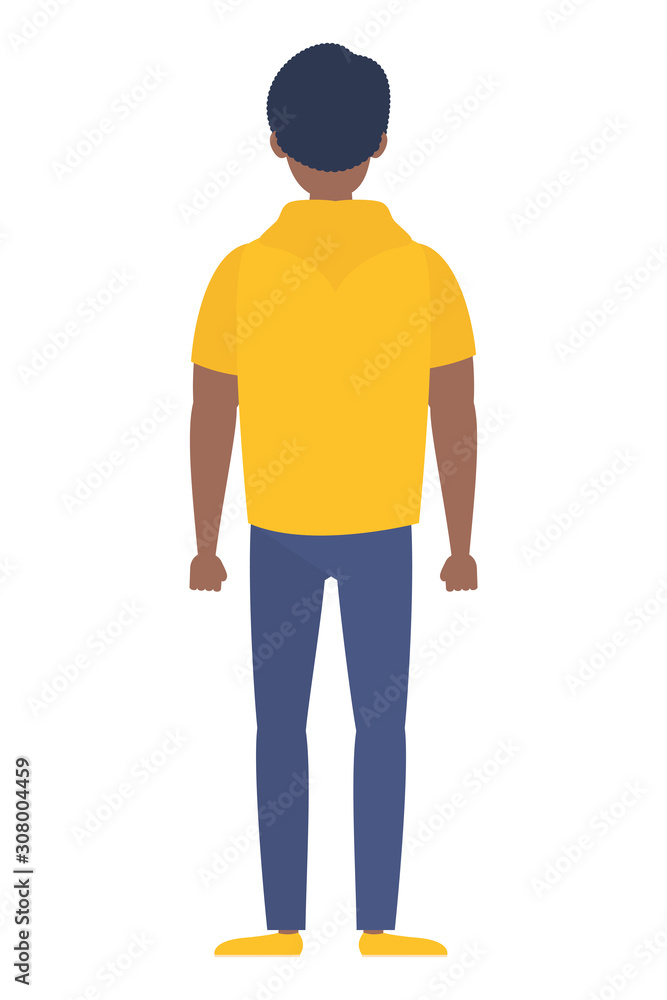 afro young man back avatar character