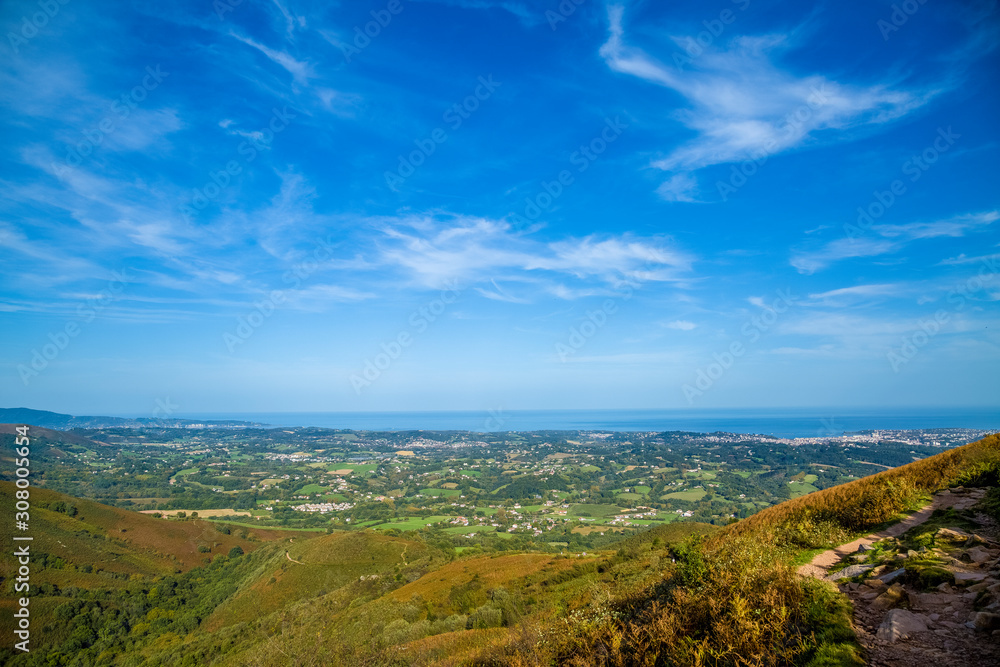 Panoramic of Hendaye and San Juan de Luz from Mount Larrun. France