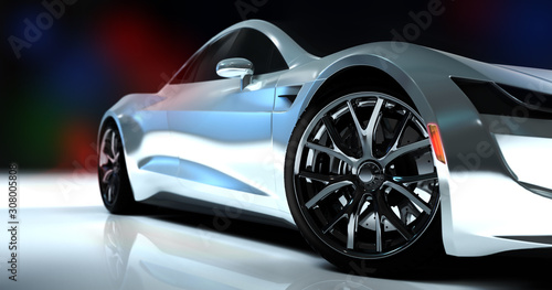 Technology electric power  modern cars are in the studio room.3d rendering. © kanok