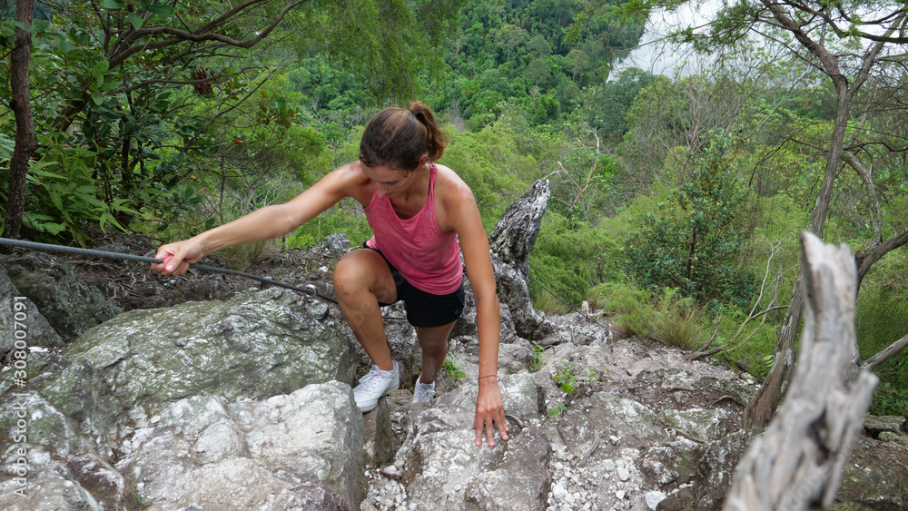girl on a rock climb