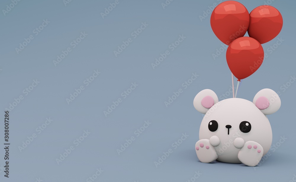 Cute White Little Teddy Bear On Green Gray Background , Lovely Toy for Kid with copy space or minimal idea creative concept, 3D Illustration Cute White Little Teddy Bear On Green Gray Background , Lovely Toy for Kid with copy space or minimal idea creative concept, 3D Illustration