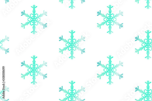 Christmas seamless gradient pattern with snowflakes on white background.