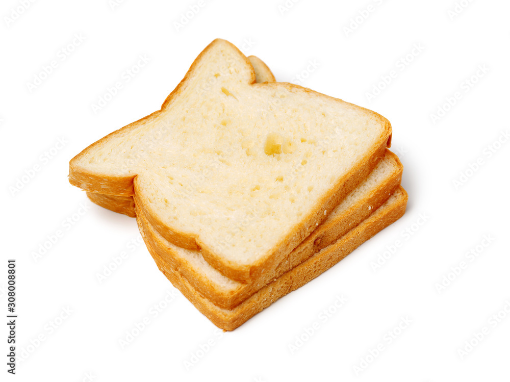 sliced bread on white background