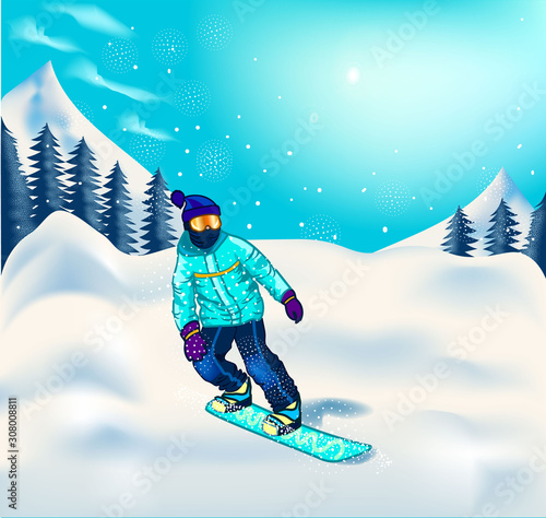 snowboarder jumping on slope
