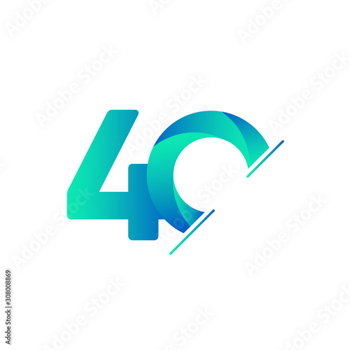 40 Years Anniversary Celebration tosca green Vector Template Design Illustration