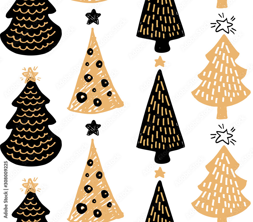 Cute hand drawn doodle christmas pattern background wallpaper textile fabric - template design art
