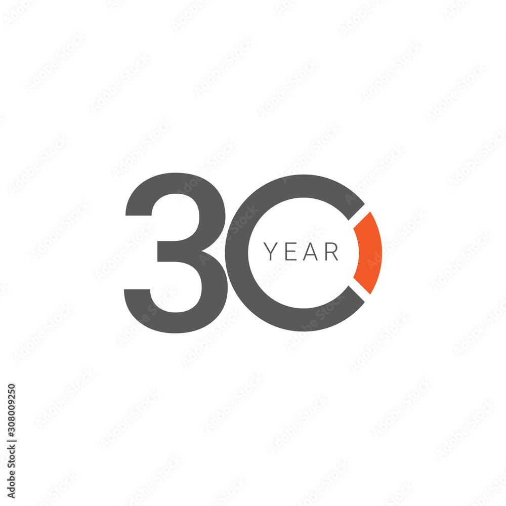 30 Years Anniversary Celebration Orange Vector Template Design Illustration 30 Years Anniversary Celebration Orange Vector Template Design Illustration