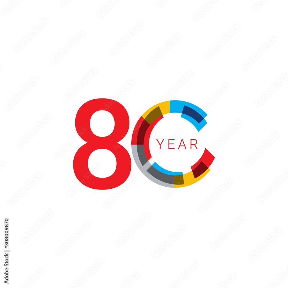 80 Years Anniversary Celebration out color Vector Template Design Illustration