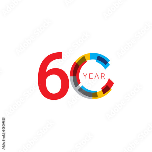 Free Download 60 Years Anniversary Celebration out color Vector Template Design Illustration - GFXLoad