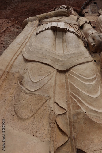 Maijishan Cave-Temple Complex in Tianshui , Gansu Province , China. Artistic treasures of Maiji Mountain caves. UNESCO World Heritage Site. photo