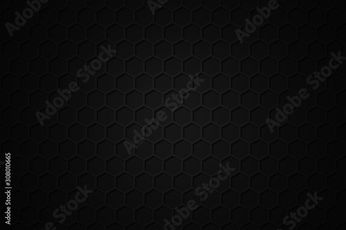 Honeycomb Grid tile random background or Hexagonal cell texture. in color black or dark or gray or grey with difference border space. And vignette dark border shadow.